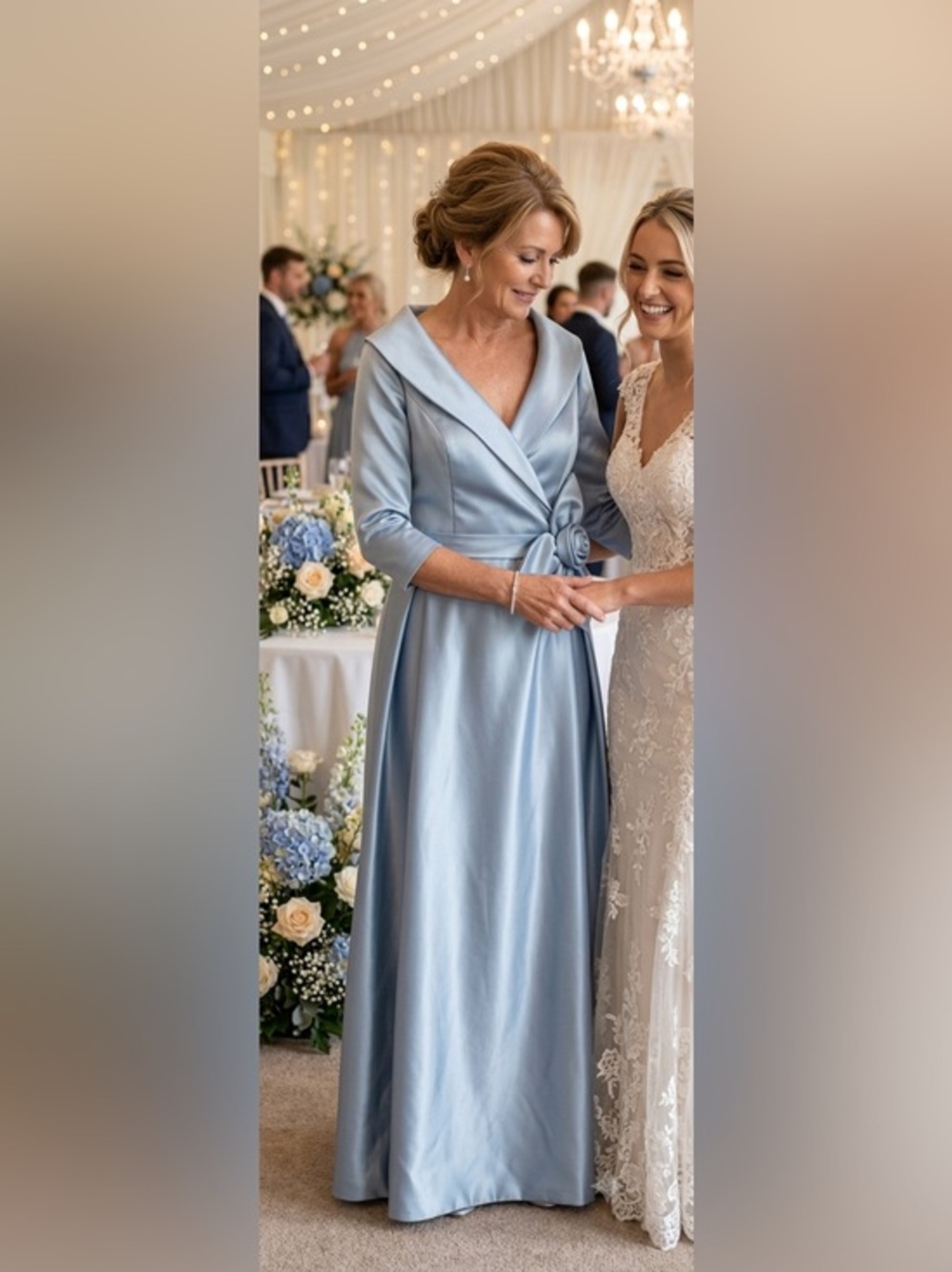 Elegant Blue Satin Long Sleeve A-Line Dress NWT
Size 16W